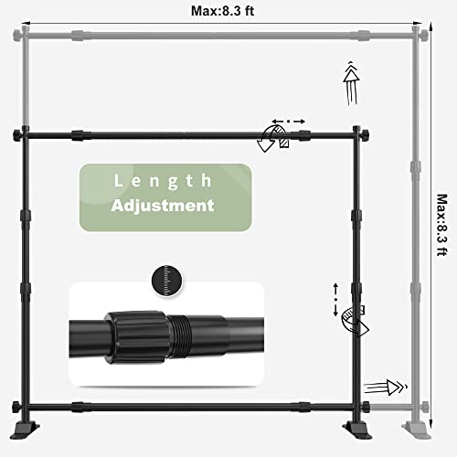 8'x8' Photo Backdrop Stand,Upgrade Heavy Duty Banner Stand Multifunctional Adjustable Telescopic Height and Width Photo Booth Banner,Reuse for Trade Show and Display Booth Exhibitor Background