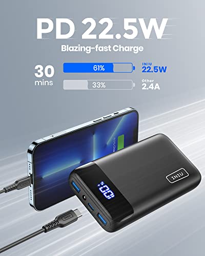 INIU Portable Charger, 22.5W 20000mAh USB C in & Out Power Bank Fast Charging, PD 3.0+QC 4.0 LED Display Phone Battery Pack Compatible with iPhone 14 13 12 Pro Samsung S21 Google LG iPad Tablet, etc.