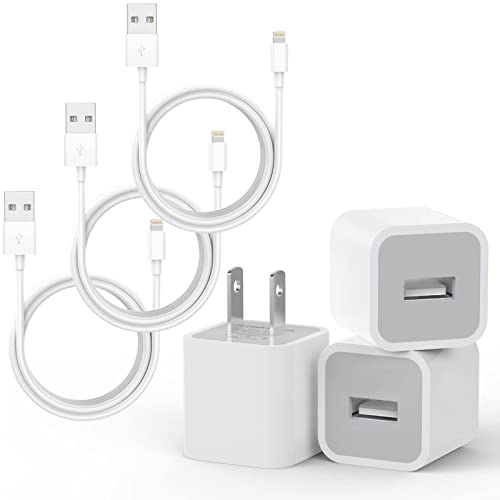 3-Pack iPhone Charger,【Apple MFi Certified】 Lightning Cable Data Sync Charging Cords with USB Wall Charger Travel PlugAdapter Compatible iPhone 14Pro Max/13 Pro Max/12 Pro/11 Pro/XS Max/XR/X/8/7/SE