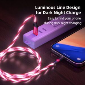Light Up Phone Charger with Changeable Rotating Magnetic Tips (6.6 Feet / 2 Meters, Blue)
