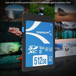 SABRENT Rocket V60 512GB SD UHS-II Memory Card R270MB/s W170MB/s (SD-TL60-512GB)