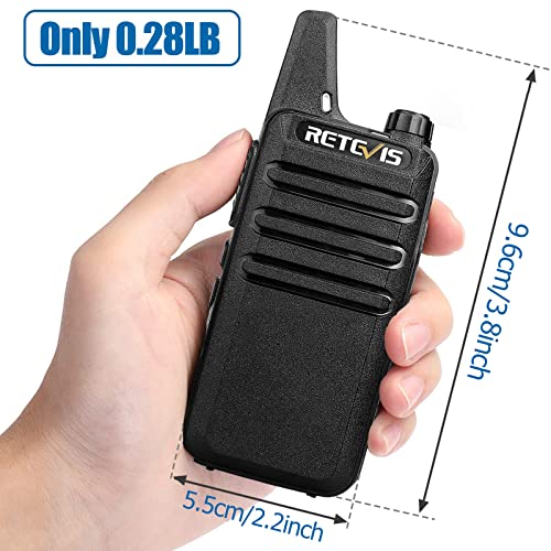 Retevis RT22 Walkie Talkies, Mini 2 Way Radio Rechargeable, VOX Handsfree, Portable, Two-Way Radios Long Range with Earpiece, for Family Kids Road Trip Camping Hiking (2 Pack, Black)