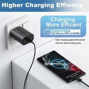 Super Fast Charger Type C, 25W USB C Wall Charger Fast Charging for Samsung Galaxy S23 Ultra/S23/S23+/S22/S22 Ultra/S22+/S21 Ultra/S20 Ultra/Note 20/Note 10/Z Fold 3 with 10FT C Charger Cable 2Pack