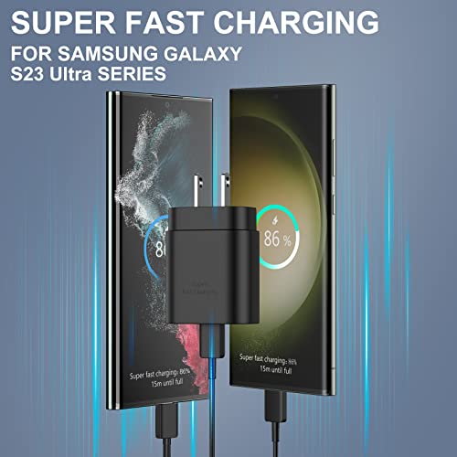 Super Fast Charger Type C, 25W USB C Wall Charger Fast Charging for Samsung Galaxy S23 Ultra/S23/S23+/S22/S22 Ultra/S22+/S21 Ultra/S20 Ultra/Note 20/Note 10/Z Fold 3 with 10FT C Charger Cable 2Pack