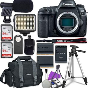 Canon EOS 5D Mark IV Digital SLR Camera Body + 2X Sandisk 64GB SDHC Memory Cards + Accessory Bundle (Renewed)