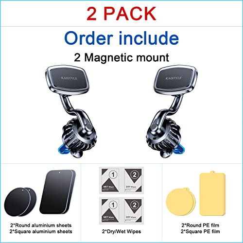 【 2 - PACK 】 Magnetic Phone Mount for Car Vent,【Upgraded Clip】 Car Magnetic Phone Holder, 【Strong Magnet 】【 360° Rotation 】 Magnetic Air Vent Phone Holder for car Fits iPhone Samsung, etc Cell Phone