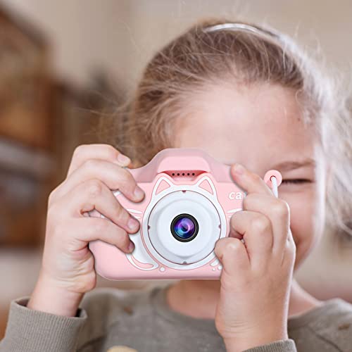 2023 Upgraded Cat Cartoon Children's Camera Front and Rear Double Lens 20 Million Selfie Camera Parent-Child Gift Camera Christmas Puzzle Gift