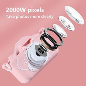 2023 Upgraded Cat Cartoon Children's Camera Front and Rear Double Lens 20 Million Selfie Camera Parent-Child Gift Camera Christmas Puzzle Gift