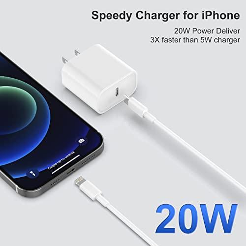 iPhone Charger [Apple MFi Certified] 2 Pack 20W PD USB C Wall Fast Charger Adapter with 2 Pack 6FT Type C to Lightning Cable Compatible with iPhone 14 13 12 11 Pro Max XR XS X,iPad