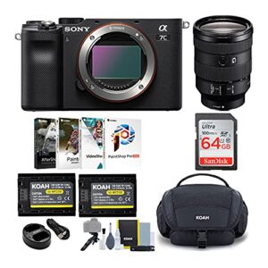 sony alpha a7c full-frame compact mirrorless camera (black) bundle with 24-105mm f/4 g oss lens (6 items)
