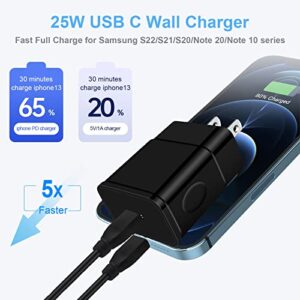 Super Fast Charger Type C,25W USB C Wall Charger Block Box Power Brick Fast Charging for iPhone 14,Samsung Galaxy A13 5G,S23 Ultra,S22 FE,A14,S21,A03s,A54,A23,A04s,A34,iPad Pro/Air 4,Google Pixel 7pro