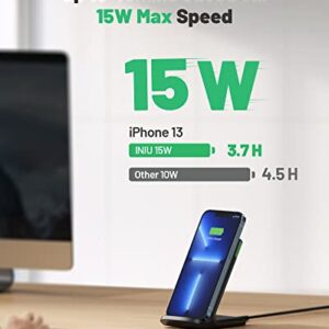 INIU Wireless Charger, 15W Fast Wireless Charging Station with Sleep-Friendly Adaptive Light Compatible with iPhone 14 13 12 Pro XR XS 8 Plus Samsung Galaxy S23 S22 S21 S20 Note 20 10 Google LG etc