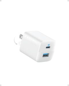 usb c charger 33w, anker 323 charger, 2 port compact charger with foldable plug for iphone 14/14 plus/14 pro/14 pro max/13/12, pixel, galaxy, ipad/ipad mini and more (cable not included) – white
