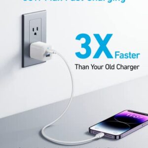 USB C Charger 33W, Anker 323 Charger, 2 Port Compact Charger with Foldable Plug for iPhone 14/14 Plus/14 Pro/14 Pro Max/13/12, Pixel, Galaxy, iPad/iPad Mini and More (Cable Not Included) - White