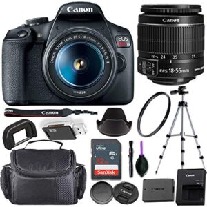 canon eos rebel t7 dslr camera + ef-s 18-55mm f/3.5-5.6 is ii lens bundled with premium accessories (32gb memory card, padded equipment case and more.) (renewed)