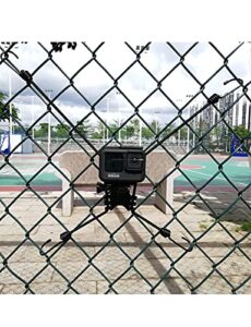 action camera backstop chain link fence clip mount compatible with gopro hero 11,10,9,8,7,6,5,4,3,3+,max,session,fusion and dji osmo akaso,suitable for recording baseball softball tennis
