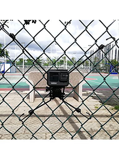 Action Camera Backstop Chain Link Fence Clip Mount Compatible with GoPro Hero 11,10,9,8,7,6,5,4,3,3+,max,Session,Fusion and DJI OSMO AKASO,Suitable for Recording Baseball Softball Tennis