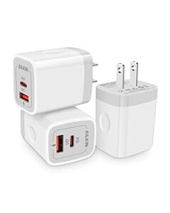3pack dual port usb-c wall plug-in usb charger, ailkin 20w power delivery + qc3.0 usb a double port fast charging block for iphone 14 13 12 pro max 14 pro 12 mini 14 11 pro max 14 plus 11 se x xs cube