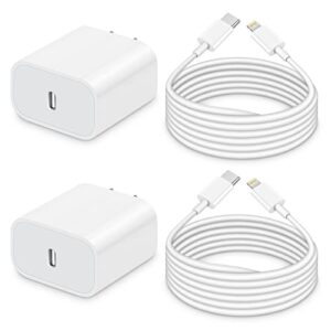 10 ft iphone charger fast charging【mfi-certified】 2-pack 20w pd fast charger with usb c to lightning cable, type c fast charging block & iphone charger cord for iphone 14/13/12/11, ipad & more
