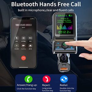 Bluetooth FM Transmitter for Car, Wireless Car Radio Adapter with 1.8" Color Screen for Hands Free Calls, PD30W/QC3.0 Fast Charging- EQ Sound Music Player,Supports TF/USB and AUX Car Charger