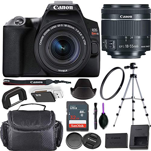 Canon EOS Rebel SL3 DSLR Camera (Black) + EF-S 18-55mm f/4-5.6 is STM Lens Bundled with Premium Accessories (32GB Memory Card, Padded Equipment Case and More.) (Renewed)