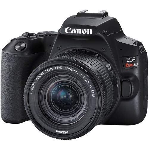 Canon EOS Rebel SL3 DSLR Camera (Black) + EF-S 18-55mm f/4-5.6 is STM Lens Bundled with Premium Accessories (32GB Memory Card, Padded Equipment Case and More.) (Renewed)