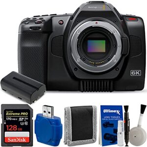 Pixel Hub Blackmagic Design Pocket Cinema Camera 6K Pro Canon EF - Essential Bundle Includes: Extra Battery, Sandisk Extreme Pro 128GB SD, Memory Card Reader, Memory Card Wallet and Cleaning Kit
