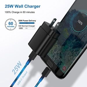 Type C Charger, 2 Pack 25W PD USB C Wall Charger Super Fast Charging Block & 6ft Android Phone Charger Cable for Samsung Galaxy S23 S22 S21 S20 Plus Ultra, Note 20 10 9 8/ S10 S9 S8 Pixel 6 5 4 Pro XL