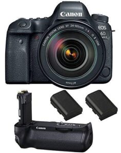 canon eos 6d mark ii dslr camera with ef 24-105mm f/4 is ii usm lens, canon bg-e21 battery grip, 2 spare batteries (renewed)