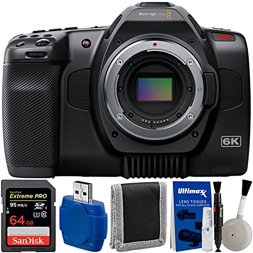 Pixel Hub Blackmagic Design Pocket Cinema Camera 6K Pro Canon EF - Essential Bundle Includes: Sandisk Extreme Pro 64GB SD, Memory Card Reader, Memory Card Wallet and Cleaning Kit