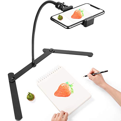 Photo Copy Pico Projector Stand,Chromlives Overhead Tripod Video Stand for Phone,Adjustable Tabletop Overhead Phone Mount,Gooseneck Mini Tripod Stand for Teaching Streaming Baking Crafting