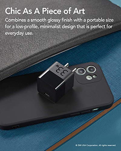 ZMI zPower Turbo Cube PPS 33W GaN Ultra Compact USB Type C (USB C) PD 3.0 Power Adapter Compatible w/iPhone iPad Android Requiring 30W/20W or Less Power, Non-Folding Fixed Prongs, Cable Not Included