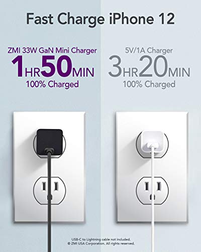 ZMI zPower Turbo Cube PPS 33W GaN Ultra Compact USB Type C (USB C) PD 3.0 Power Adapter Compatible w/iPhone iPad Android Requiring 30W/20W or Less Power, Non-Folding Fixed Prongs, Cable Not Included