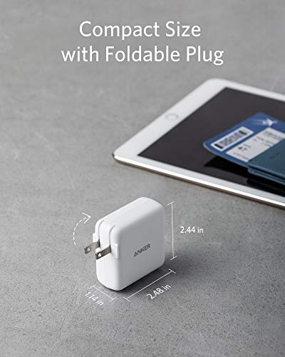 USB C Charger, Anker 40W 2-Port PIQ 3.0, PowerPort III Duo Type C Foldable Fast Charger, Power Delivery for iPhone 14/14 Plus/14 Pro/14 Pro Max/13, Galaxy, Pixel, iPad/iPad Mini, and More