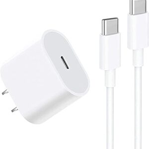 20W USB C Fast Charger for iPad Pro 12.9, iPad Pro 11 inch 2022/2021/2020/2018, iPad Air 5th/4th, 2022 iPad 10th Generation, iPad Mini 6, PD Wall Charger with 6.6foot USB C to C Charging Cable