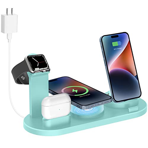 Magnetic Apple Wireless Charging Station 4 in 1 Charger Dock Compatible with iPhone 14/14 Plus/13/12/11/Pro/Pro Max/SE/X/XR/Xs Max, Apple Watch Ultra/8/7/6/SE/5/4/3/2 and Airpods1/2/3 AirPods Pro 1/2