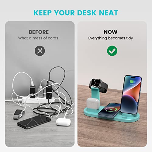 Magnetic Apple Wireless Charging Station 4 in 1 Charger Dock Compatible with iPhone 14/14 Plus/13/12/11/Pro/Pro Max/SE/X/XR/Xs Max, Apple Watch Ultra/8/7/6/SE/5/4/3/2 and Airpods1/2/3 AirPods Pro 1/2