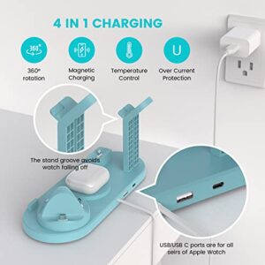 Magnetic Apple Wireless Charging Station 4 in 1 Charger Dock Compatible with iPhone 14/14 Plus/13/12/11/Pro/Pro Max/SE/X/XR/Xs Max, Apple Watch Ultra/8/7/6/SE/5/4/3/2 and Airpods1/2/3 AirPods Pro 1/2