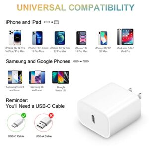 USB C Wall Charger【Apple MFi Certified】 2Pack iPhone 14 Charger Block 20W PD Power Adapter for iPhone 14/14 Pro/14 Pro Max/14 Plus/13 12 11 Pro Max/Mini/Xs Max/XR/X, iPad, Samsung Phone, Google Phone
