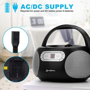 ByronStatics Portable CD Player Boombox with AM FM Radio, Top Loading CD, 1W RMS x 2 Stereo Speaker, Aux-in Jack, LCD Display, AC110-120V Operated Black