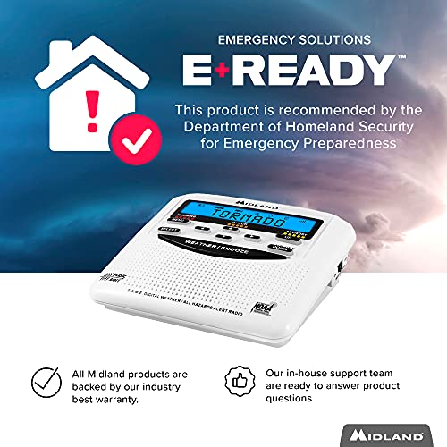 Midland - WR120B/WR120EZ - NOAA Emergency Weather Alert Radio - S.A.M.E. Localized Programming, Trilingual Display, 60+ Emergency Alerts, & Alarm Clock (WR120B - Box Packaging)