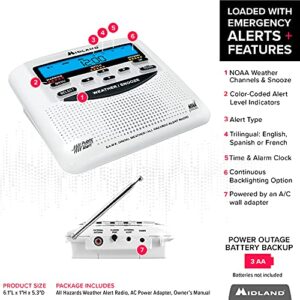 Midland - WR120B/WR120EZ - NOAA Emergency Weather Alert Radio - S.A.M.E. Localized Programming, Trilingual Display, 60+ Emergency Alerts, & Alarm Clock (WR120B - Box Packaging)