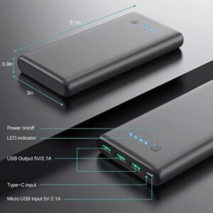 Portable Charger 36800mAh, Power Bank with Tri-Outport & Dual Inport (2.1A USB-C Input and Micro USB Input) External Battery Pack Compatible with iPhone 14/13/12/11,Galaxy S22 Tablet etc[2023 Version]