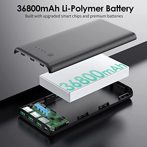 Portable Charger 36800mAh, Power Bank with Tri-Outport & Dual Inport (2.1A USB-C Input and Micro USB Input) External Battery Pack Compatible with iPhone 14/13/12/11,Galaxy S22 Tablet etc[2023 Version]