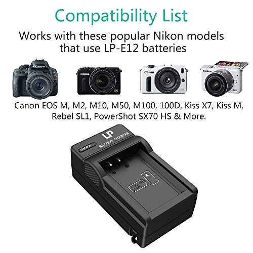 LP-E12 Battery Charger, LP Charger Compatible with Canon EOS M100, M50, M10, M2, M, Rebel SL1, 100D PowerShot SX70 HS, Kiss M, Kiss X7 & More