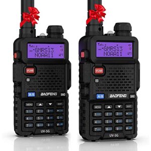 baofeng uv-5x (uv-5g) gmrs radio, long range walkie talkies rechargeable, two way radio with noaa weather receiver & scan, gmrs handheld radio for adults, support chirp, 1 pair