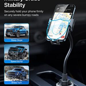 andobil Cup Holder Phone Mount, [Military-Grade, Super Stable] Adjustable Height Solid Long Gooseneck Cup Cell Phone Holder for Car Truck with Quick Swivel Compatible with iPhone 14 13 12 Pro Max