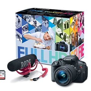 Canon EOS Rebel T5i Video Creator Kit with 18-55mm Lens, Rode VIDEOMIC GO and Sandisk 32GB SD Card Class 10