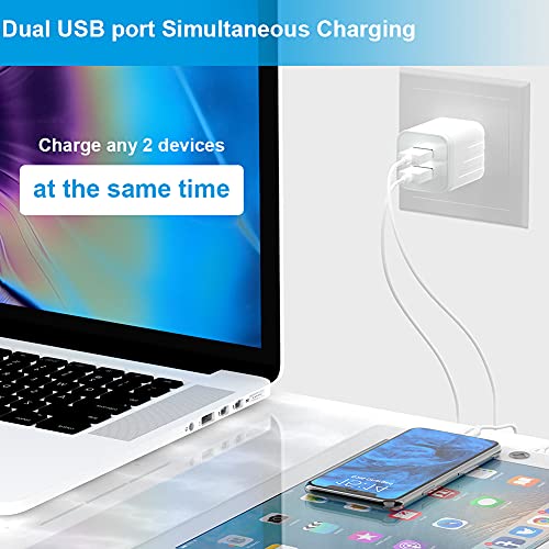 USB Wall Charger, [Apple MFi Certified] iPhone Charger Lightning Cable 6FT(4PACK) Fast Charging Data Sync Cords Dual Port USB Plug Compatible with iPhone 12/mini/Pro/Max/11/Pro/Xs/XR/X/8/7/Plus