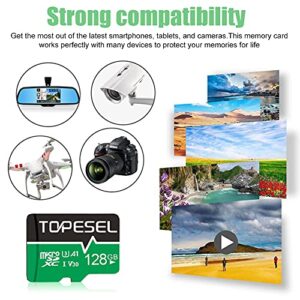 TOPESEL 128GB Micro SD Card 3 Pack Memory Cards A1 V30 U3 Class 10 Micro SDXC UHS-I TF Card for Camera/Drone/Dash Cam(3 Pack U3 128GB)
